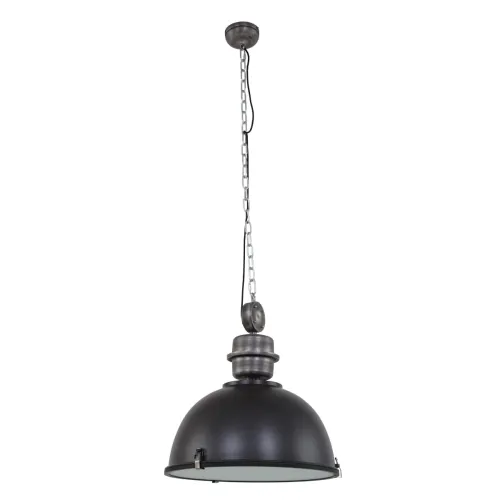 Bezpieczne zakupy Czarna industrialna lampa wisząca na łańcuchu Steinhauer 7834ZW Bikkel E27 52cm