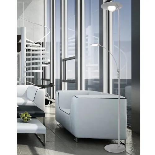 Srebrna prosta lampa podłogowa dwa źródła światła Steinhauer 7860ST Zenith LED 2,4W + 6W 3000K 185cm Niska cena