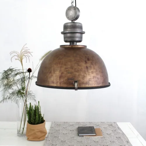 Mosiężna industrialna lampa wisząca na łańcuchu Steinhauer 7834B Bikkel E27 52cm Do wyczerpania zapasów