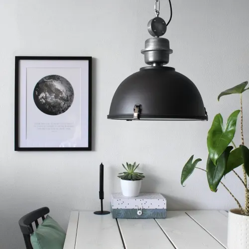 Nowy Czarna klasyczna lampa wisząca na łańcuchu Steinhauer 7586ZW Bikkel E27 42cm