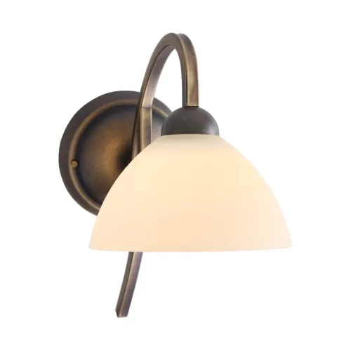 Mosiężna klasyczna lampa ścienna kinkiet biały klosz Steinhauer 6840BR Kloszri E27 14cm Wyprzedaż