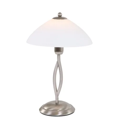 Taniej Srebrna klasyczna lampa nocna biały klosz Steinhauer 6842ST Kloszri E27 45cm