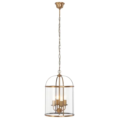 Bestseller Transparentna lampa klasyczna wisząca na łańcuchu mosiężne elementy Steinhauer 5972BR Pimpernel 4xE14 25cm