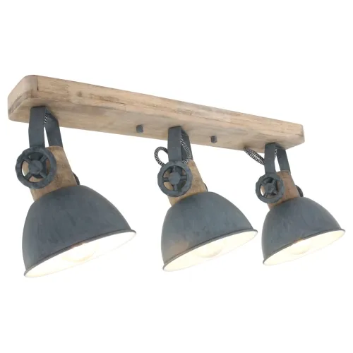 Kup online Drewniana industrialna lampa sufitowa szare reflektory Mexlite 2133GR Gearwood 3xE27 59cm