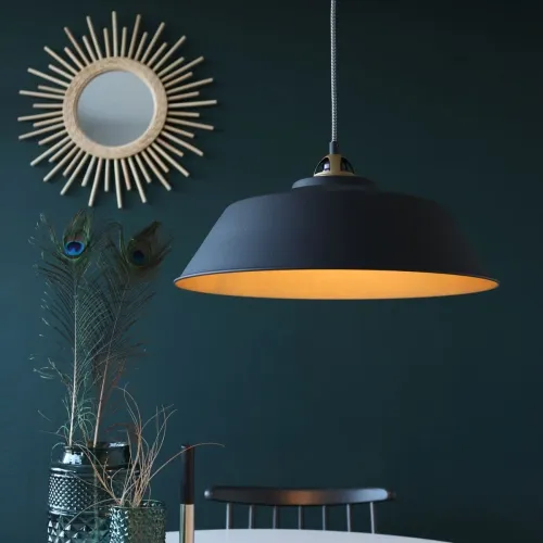 Bezpieczne zakupy Czarna industrialna lampa wisząca nad stół Mexlite 1318ZW Nové E27 42cm