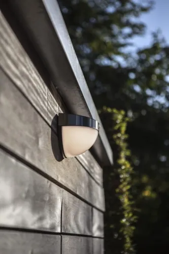 Wyprzedaż Zewnętrzna lampa ścienna solarna kinkiet na elewację Lutec 6908701001 Bubble LED 2W 4000K IP44 Czujnik ruchu zmierzchu szary